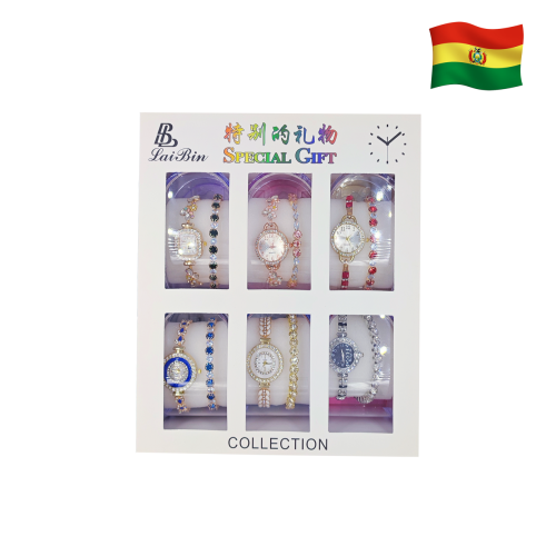 Colección de 6 relojes y 6 pulseras metalicas 18