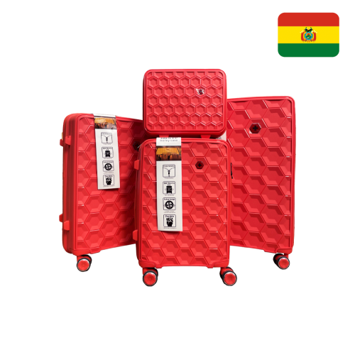 Set de 4 maletas para viajes PP816 Rojo Granada