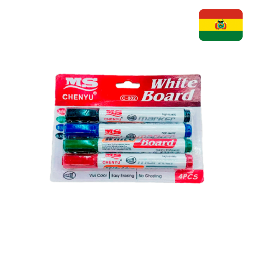 Set de 4 marcadores para pizarra blanca marca CHENYU C-802
