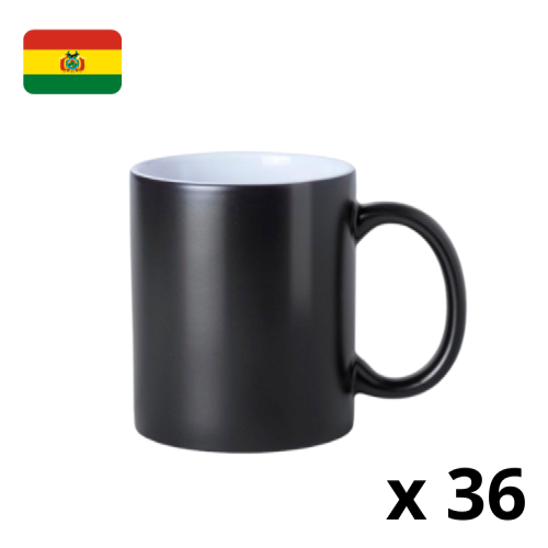 Taza de cerámica negra 1050001 con BRILLO (CAJA)