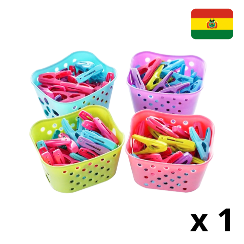 Set de Canasta + 30 Ganchos para ropa A08-431