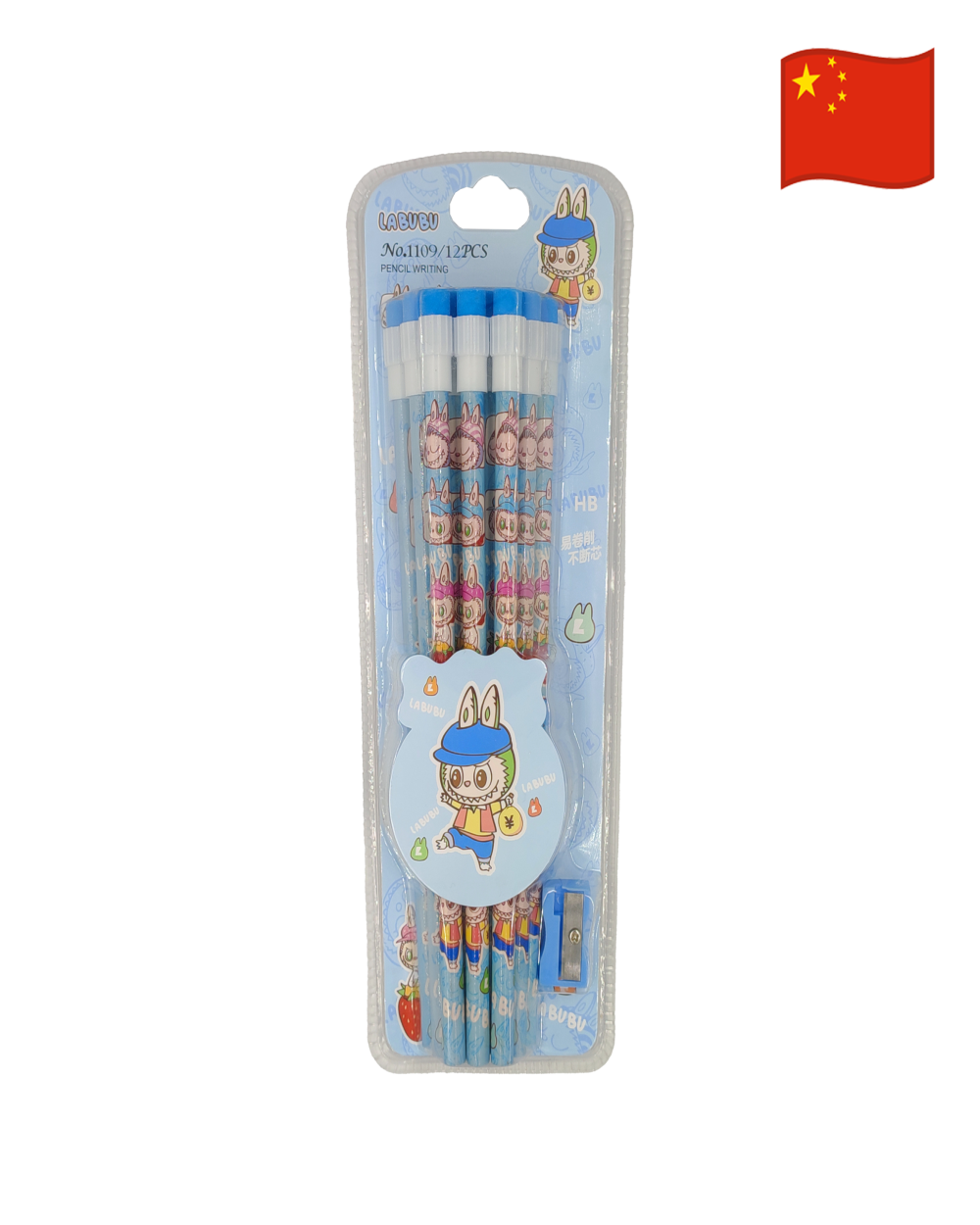 Set de lapiz con goma y tajador Labubu 1109-Celest