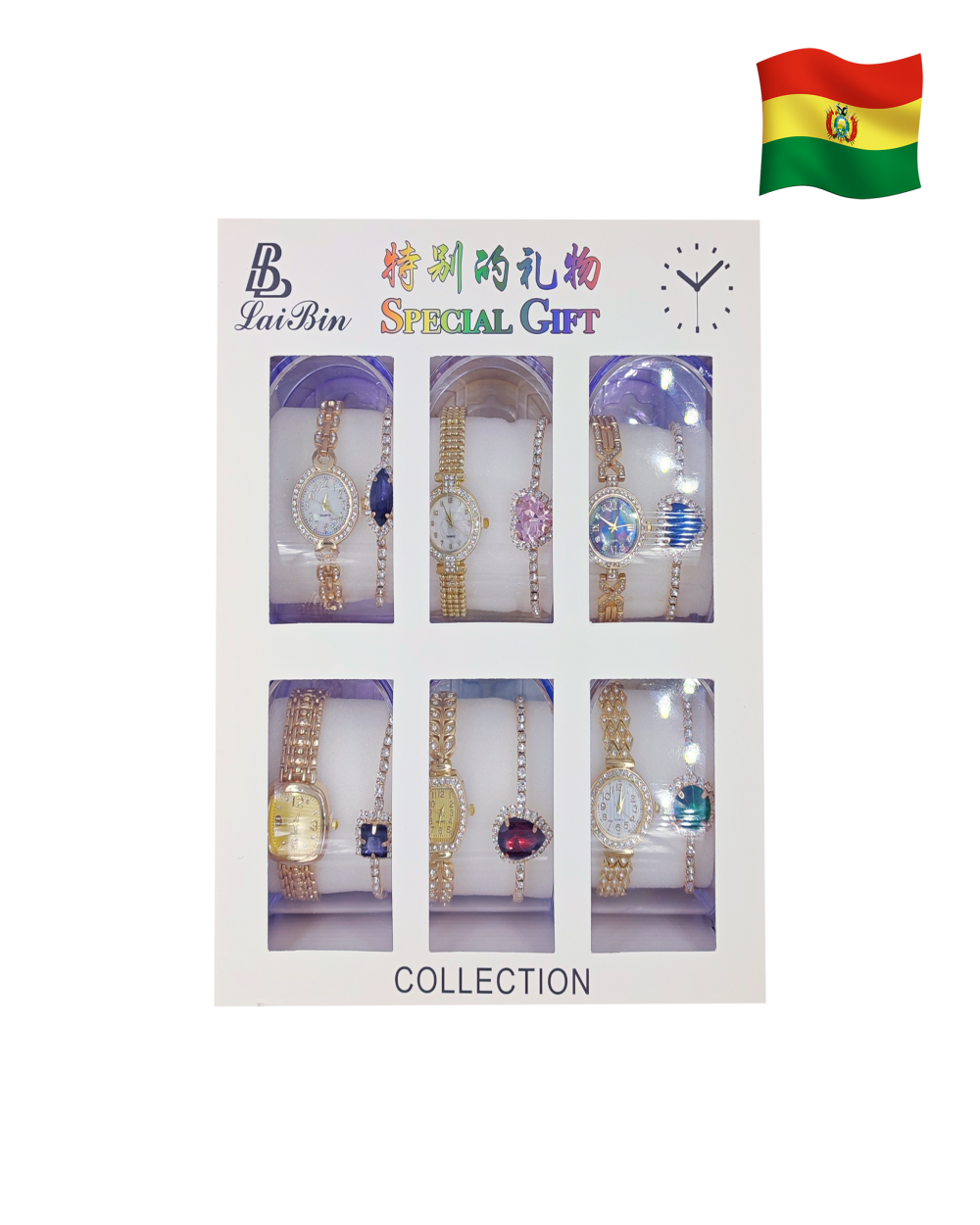 Colección de 6 relojes y 6 pulseras metalicas 18