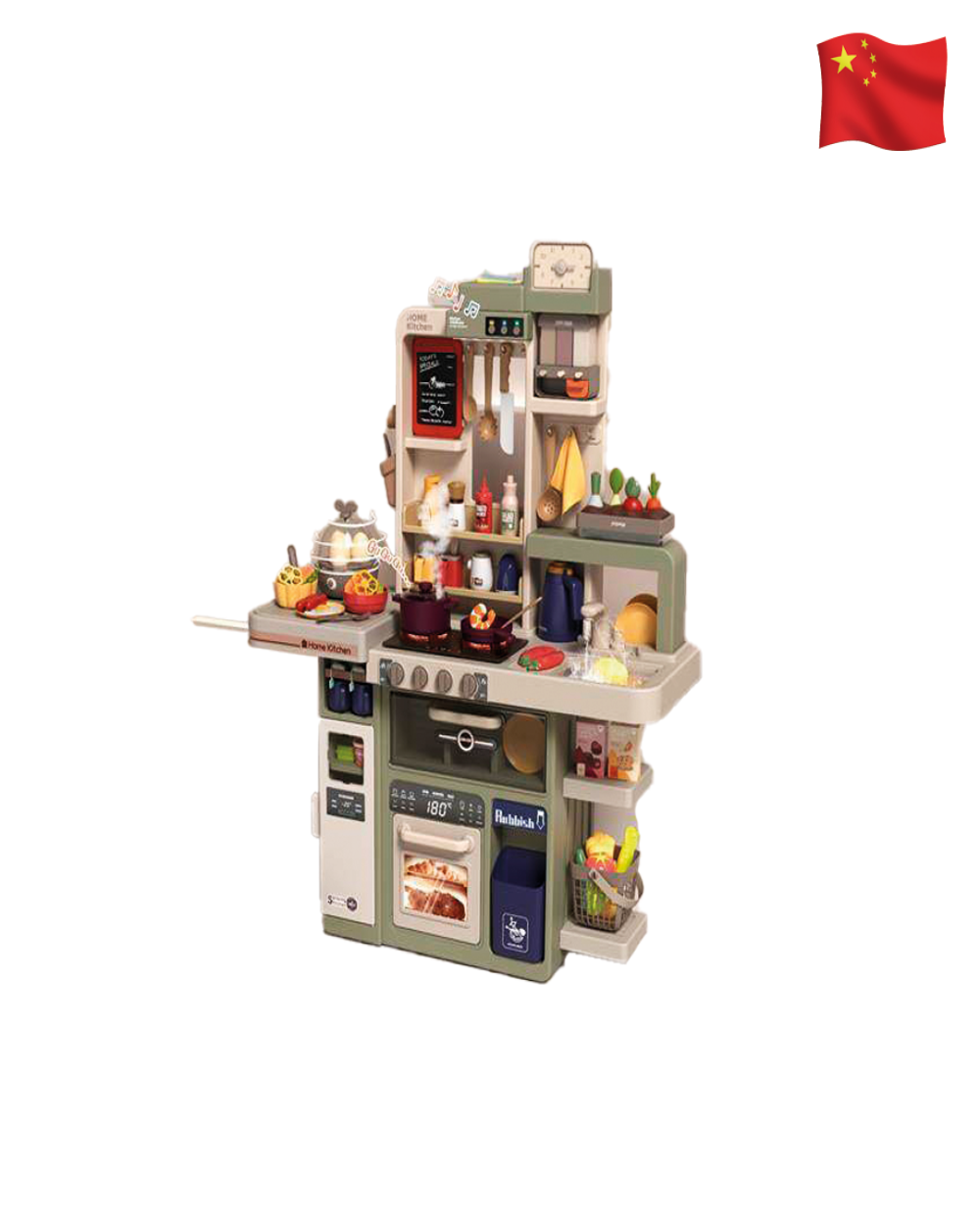 Cocina con rociador europeo de 93 cm (versión de lujo) con sonido de rociado y función de agua con sonido de luz 88 piezas, sin incluir 8 * 1.5AA 2095
