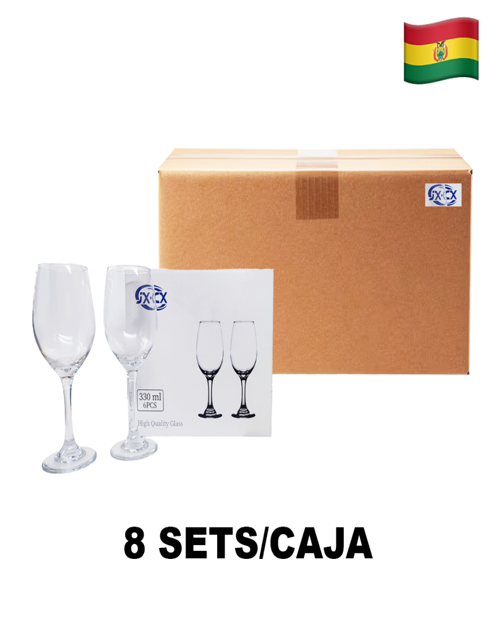 Copa de vino de vidrio  3057 (CAJA X 8SETS)