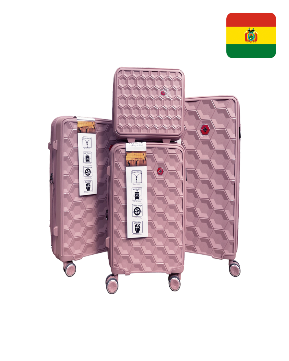 Set de 4 maletas para viajes PP816 Rosado Gold