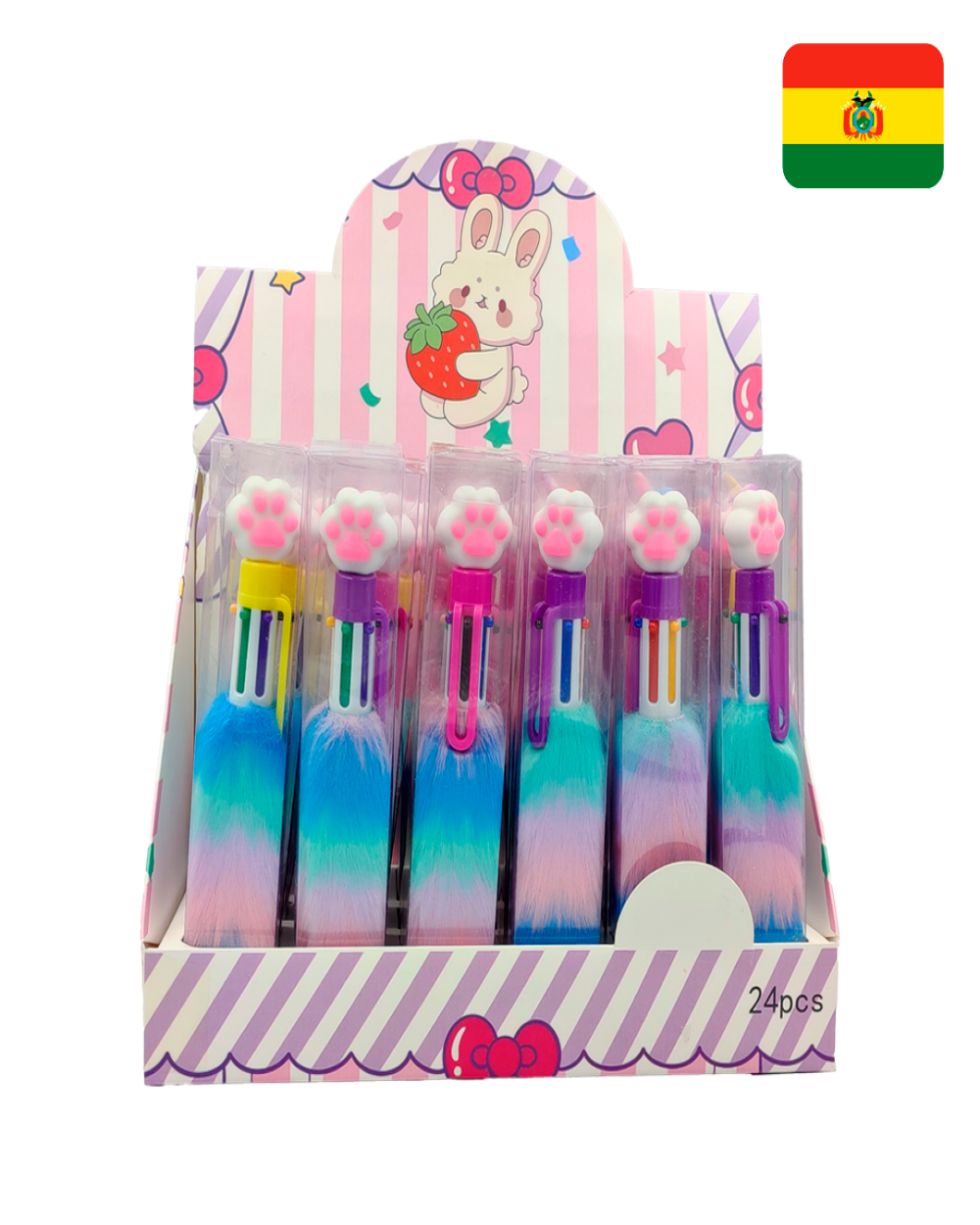 Set de 24 boligrafos multicolor unicornio/huellita UHD