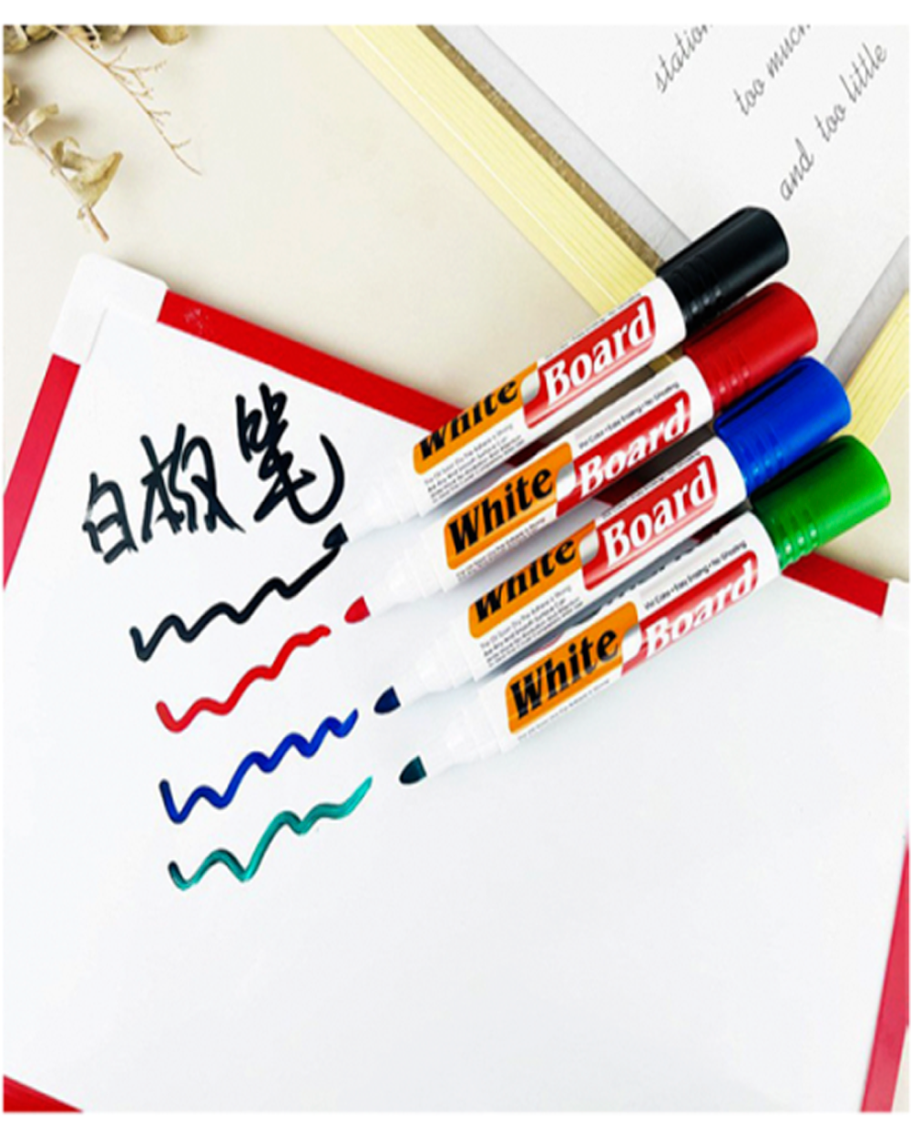 Set de 4 marcadores para pizarra blanca marca CHENYU C-802
