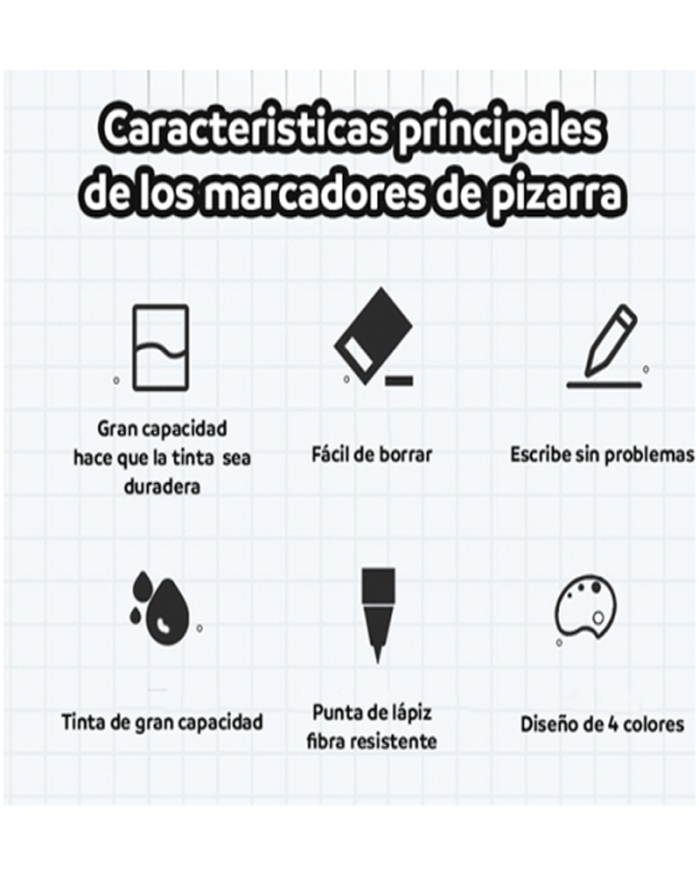 Set de 4 marcadores para pizarra blanca marca CHENYU C-802