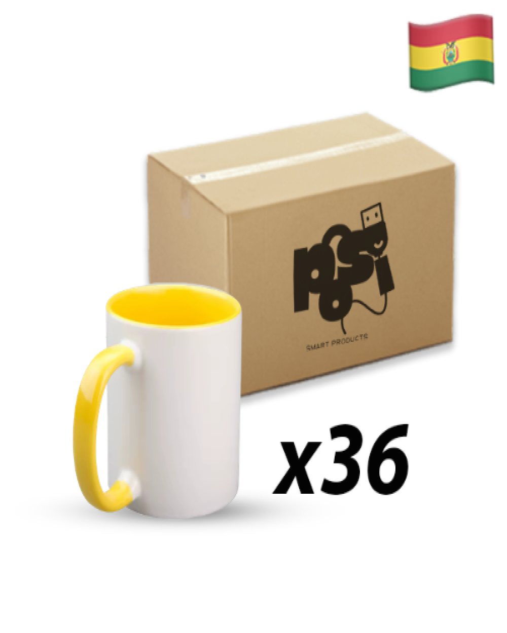 Tazas blancas de ceramica POSI 1ERAAA-AMARILLO