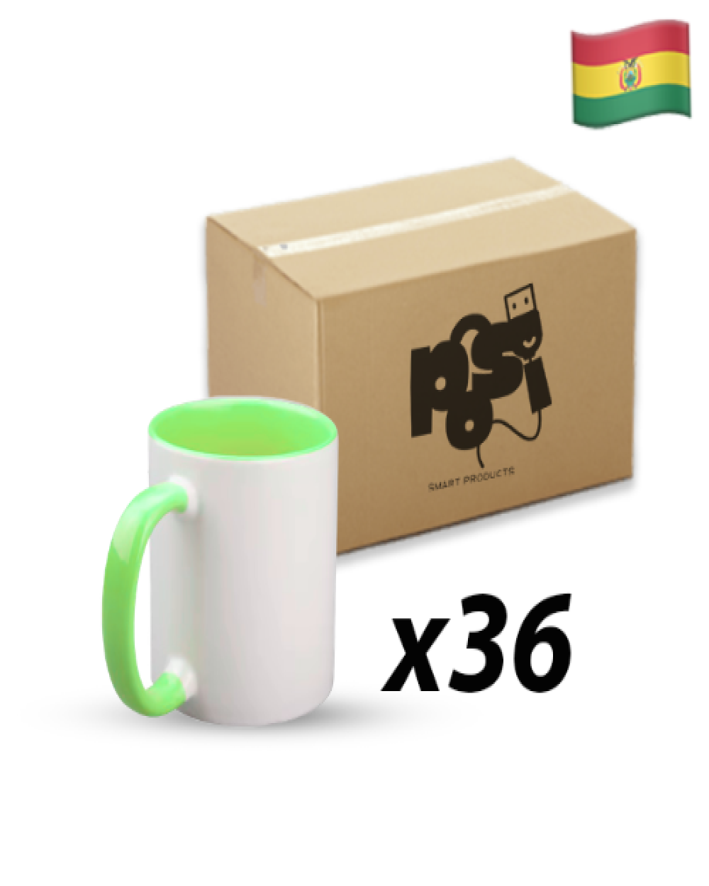 Tazas blancas de ceramica POSI 1ERAAA-VERDE CLARO