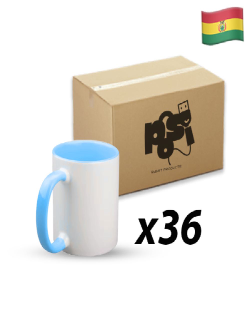 Tazas blancas de ceramica POSI 1ERAAA-AZUL CLARO