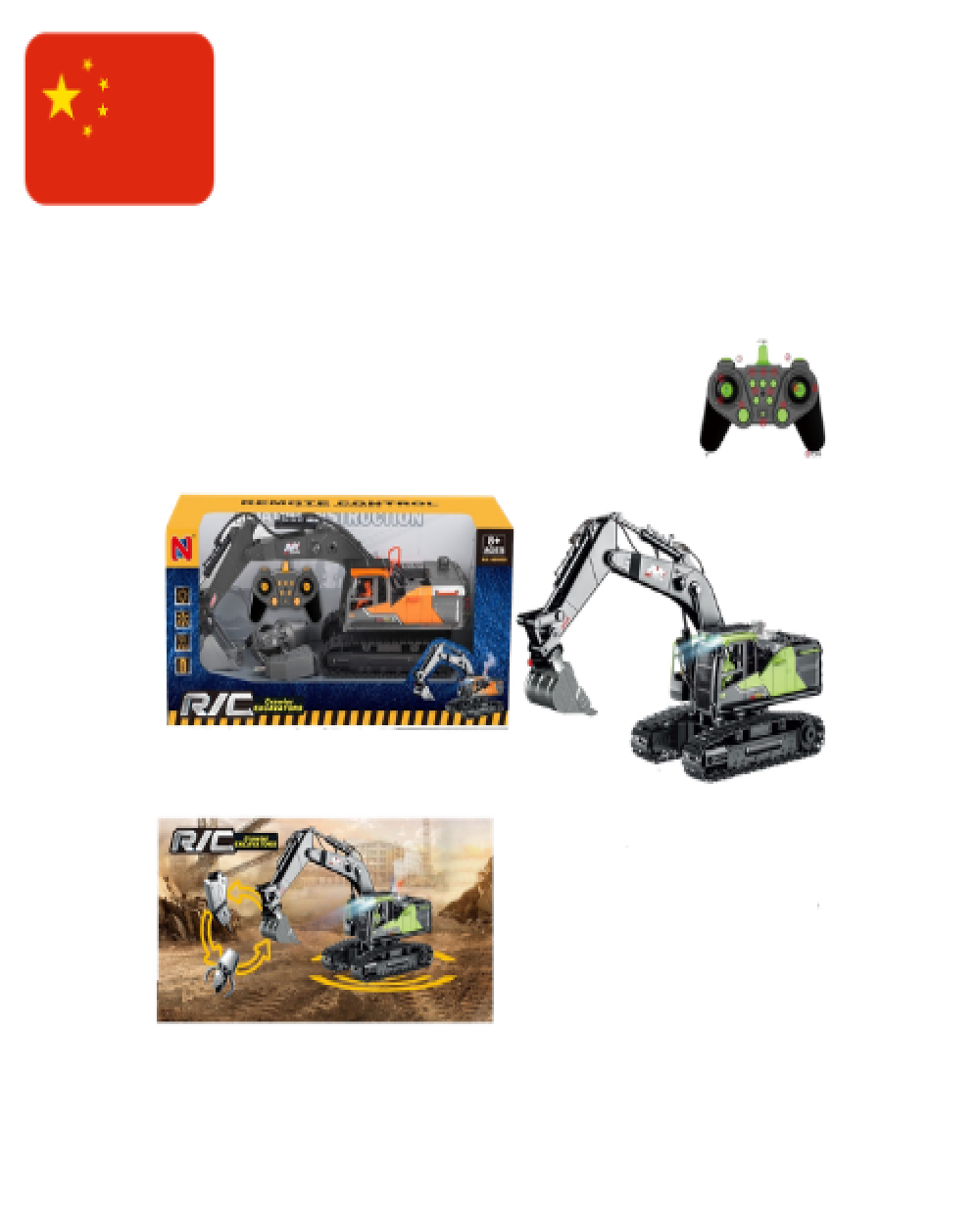 Excavadora/taladro/pinza para piedras con control remoto de orugas de 14 canales  6299