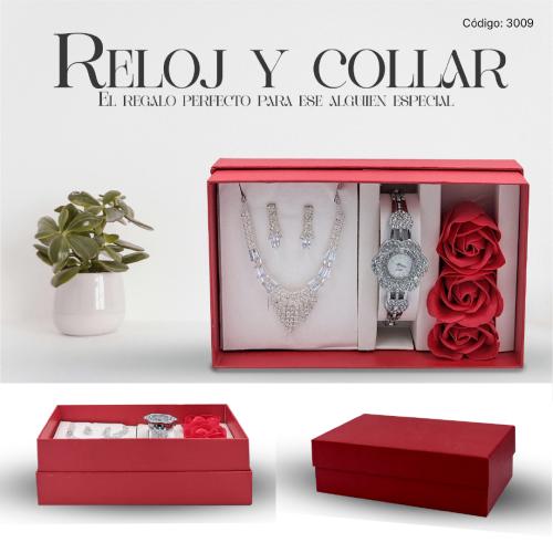 Conjunto de reloj ,collar y pendientes para mujer 3009