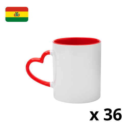 Taza de cerámica con asa en forma de corazón roja 1016004 (CAJA)